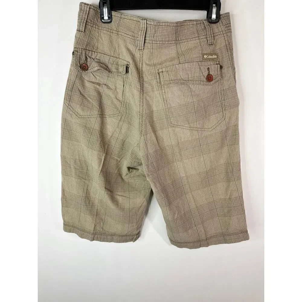 Columbia Omni Shade Brown Plaid‎ Shorts Men's 34